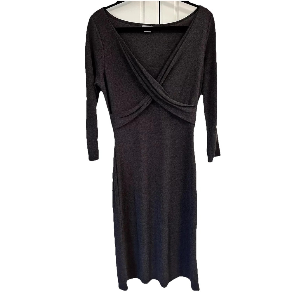 Ann Taylor Dark Brown Crossover Twist Front Sheath Dress Stretch Womens Size 6